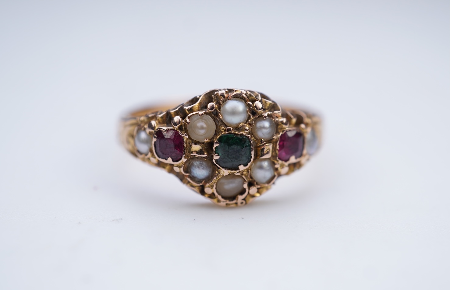 A Victorian paste and seed pearl ring, mid 19th century